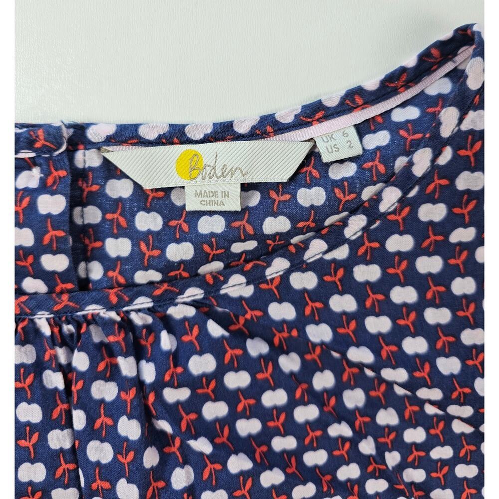 Boden 2 US apple print all over button back relaxed blouse teacher career casual - Picture 4 of 7